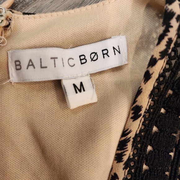 Baltic Born Cha Cha Maxi Dress M Taupe Leopard Black Lace Boho Wedding Guest - Picture 3 of 16